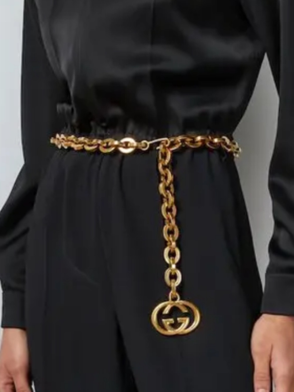 Gucci Gold Chain Logo Drop Belt